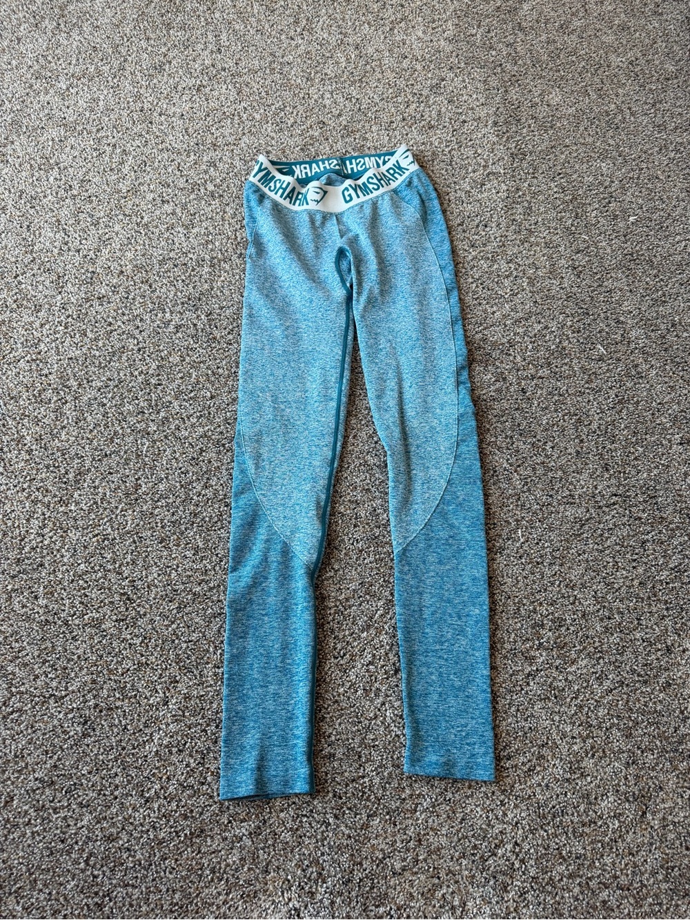 Gymshark Flex Leggings Teal Marl Logo Waistband Seamless Women’s Small